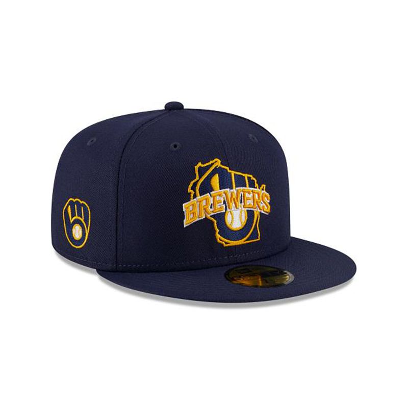 MLB Milwaukee Brewers Local 59Fifty Fitted (WVO5200) - Blue New Era Caps